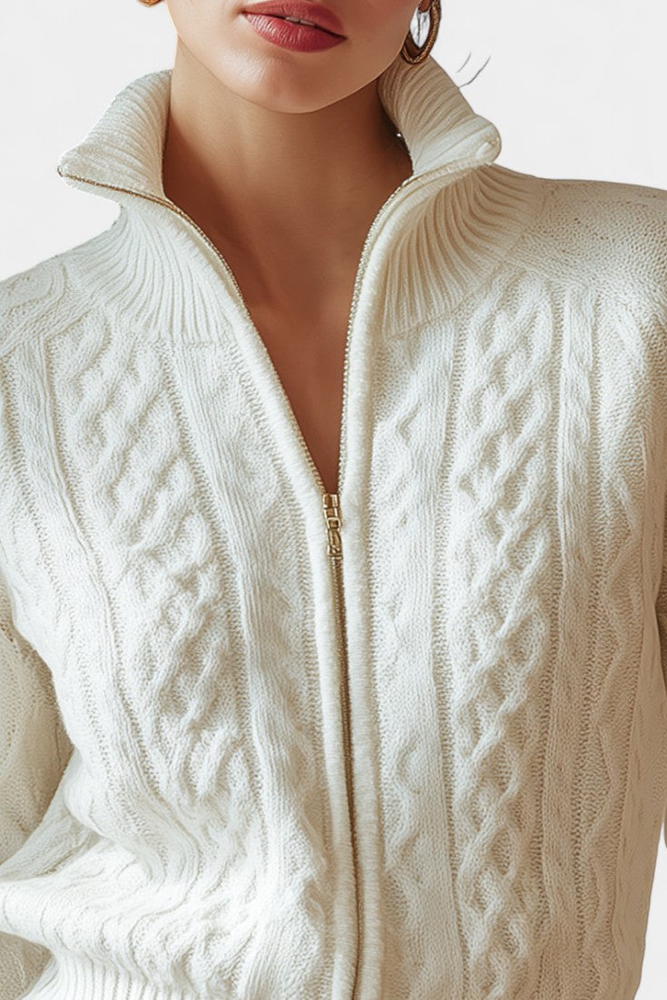 Liliosa | Cardigan zippé en maille torsadée