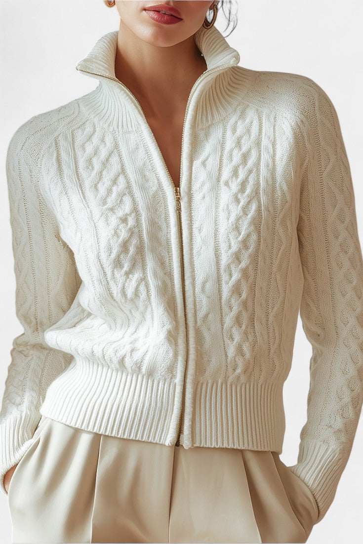 Liliosa | Cardigan zippé en maille torsadée