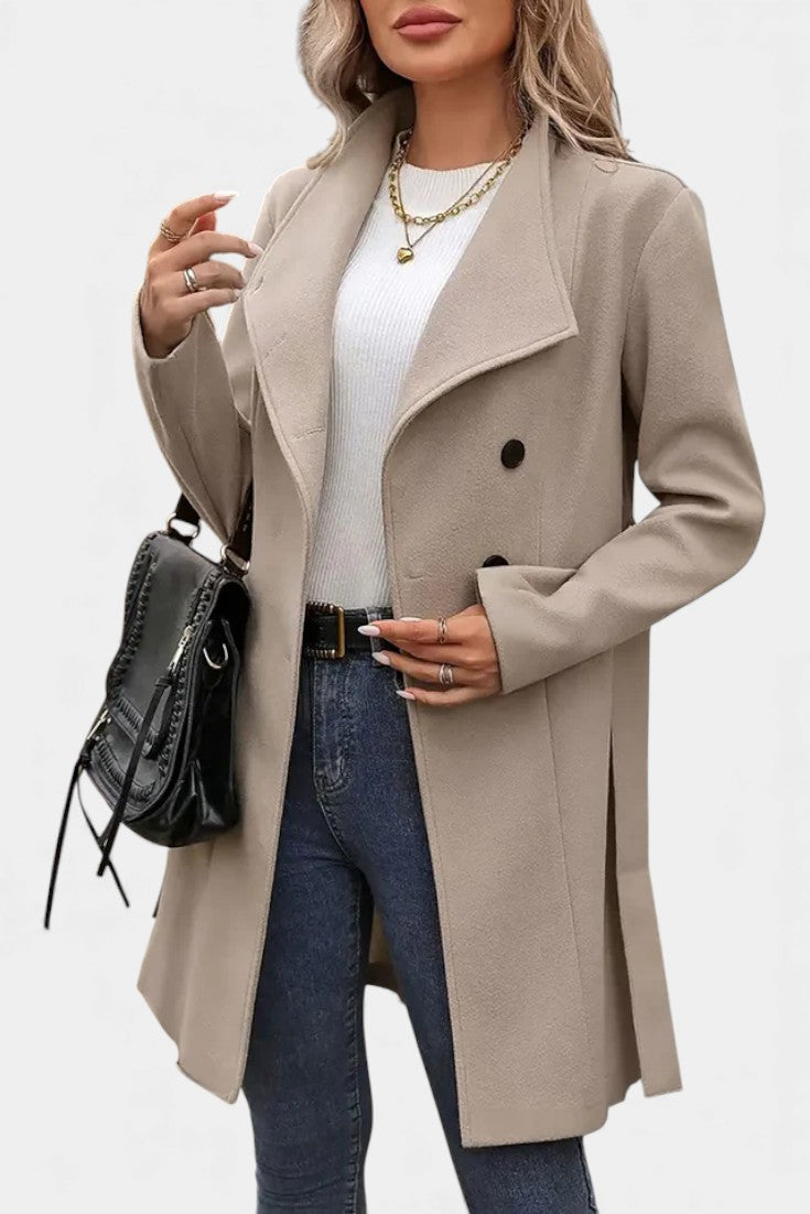 Yuliana | Manteau long à boutons et taille nouée