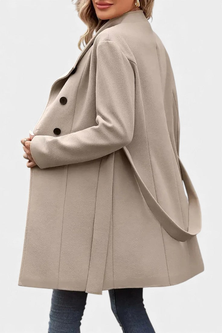 Yuliana | Manteau long à boutons et taille nouée