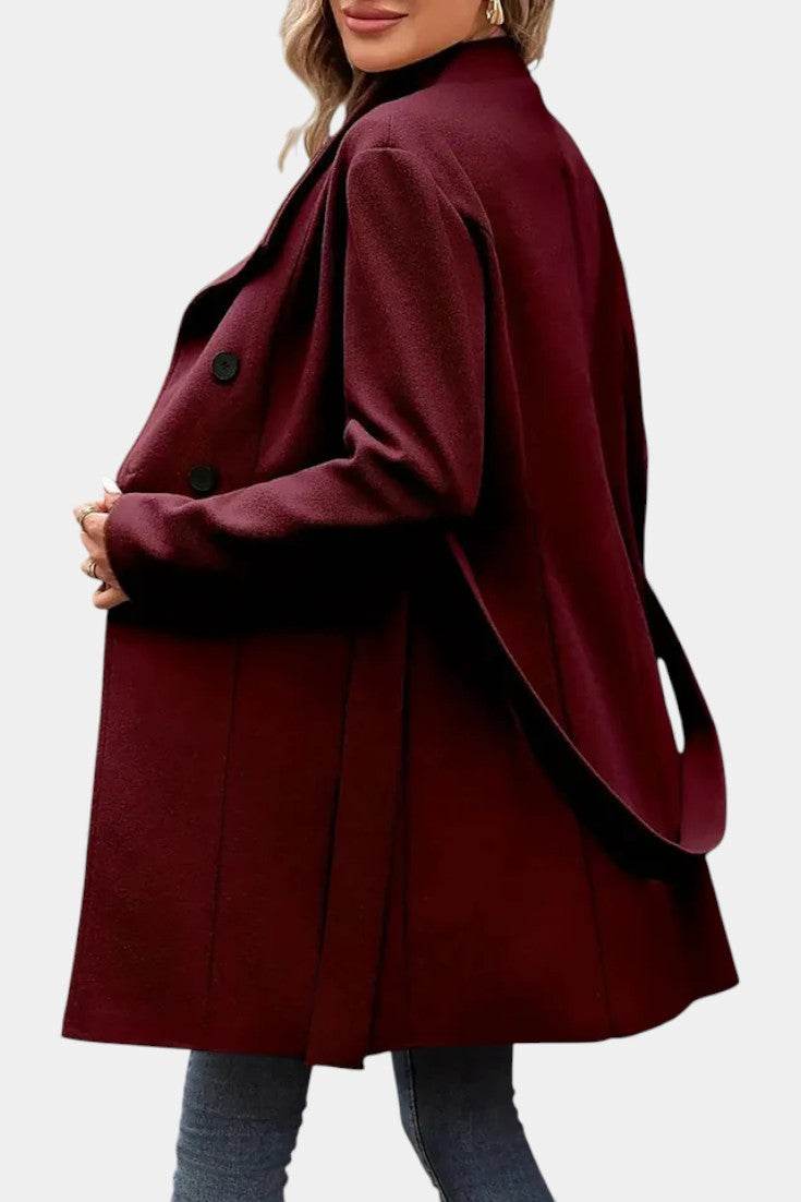 Yuliana | Manteau long à boutons et taille nouée